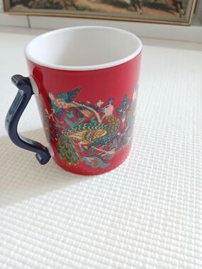 William Morris Porcelain Mug, Red/ Blue,4", mint